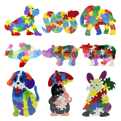 Kids Wooden Building Blocks Montessori Alphabets Numbers Puzzle Learning Fun Toy