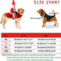 Christmas Dog Santa Claus Costume, Funny Pet Cat Halloween Cosplay, Riding, Red, Large, Polyester Cotton, Easy to Clean, Adjustable, Comfortable, Water Resistant, All Breeds, All Life Stages