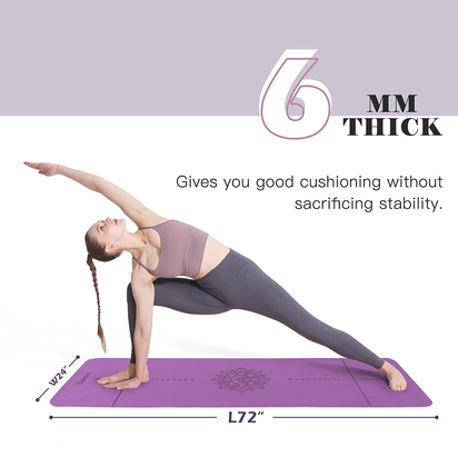 Yoga Mat Non Slip, Pilates Fitness Mats, Eco Friendly, Anti-Tear 1/4