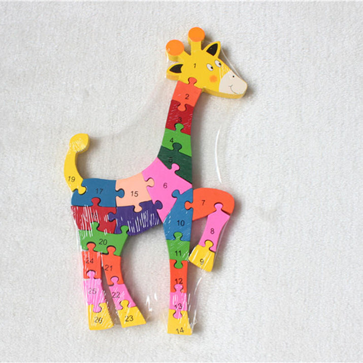 Kids Wooden Building Blocks Montessori Alphabets Numbers Puzzle Learning Fun Toy