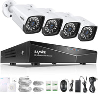 4CH 1080P Full HD Xpoe Wired Security Camera System with 4Pcs 100Ft Night Vision Outdoor Bullet IP Cameras, Real Plug & Play Network Video Surveillance System, NO Hard Drive