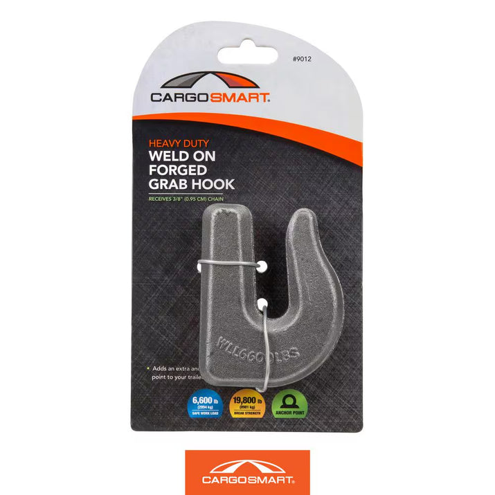 3/8 In. Heavy Duty Forged Weld-On Grab Hook with 6,600 Lb. Safe Work Load - 1 Pack
