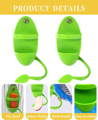 Bird Food Holder with 2 Cuttlebone, Bird Feeding Cup Rack Plastic Bird Cage Feeder with Stand, Vegetable Fruits Cuttlebone Holder for Parrot Budgies Parakeet Cockatiel Chicken