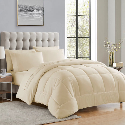 Luxury Cream 5-Piece Bed in a Bag down Alternative Comforter Set, Twin