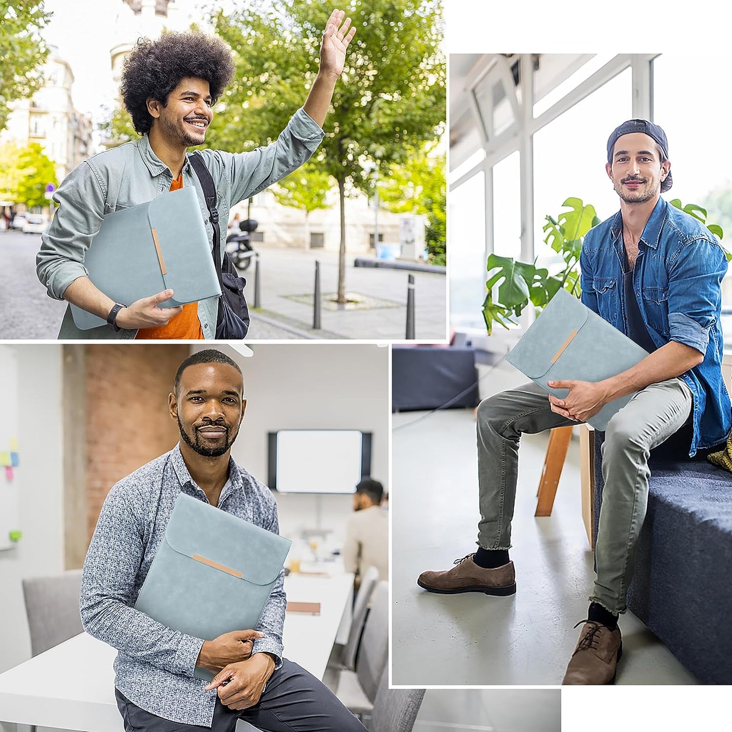 13.3-14 Inch Laptop Sleeve Case Faux Suede Leather for 13.3 13.5 13.6 14 Inches Macbook Air Pro Retina 13"-14" Surface Pro with Pouch