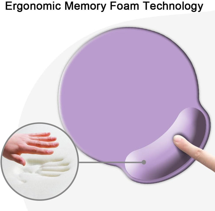 Ergonomic Mouse Pad with Wrist Support, Cute Wrist Pad with Non-Slip Rubber Base for Computer, Laptop, Home Office Gaming, Working, Easy Typing & Pain Relief,Clove Purple