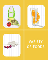 Bird Food Holder with 2 Cuttlebone, Bird Feeding Cup Rack Plastic Bird Cage Feeder with Stand, Vegetable Fruits Cuttlebone Holder for Parrot Budgies Parakeet Cockatiel Chicken