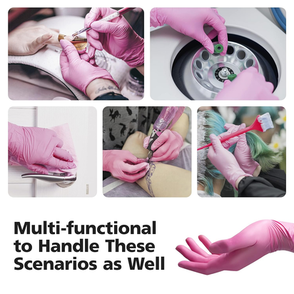 Disposable Gloves for Women, Pink Vinyl Gloves Disposable Latex Free for Cooking, Food Prep, Cleaning, Hair Dye, Tattoo, Medium Duty, Touch Screen, Small, 50 Pack