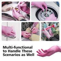 Disposable Gloves for Women, Pink Vinyl Gloves Disposable Latex Free for Cooking, Food Prep, Cleaning, Hair Dye, Tattoo, Medium Duty, Touch Screen, Small, 50 Pack