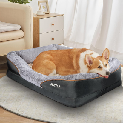 Large Memory Foam Dog Bed, Orthopedic Dog Bed & Sofa with Removable Washable Cover and Squeaker Toy as Gift