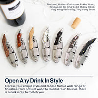 Hicoup Wine Opener - Professional Corkscrews for Wine Bottles W/Foil Cutter and Cap Remover - Manual Wine Key for Servers, Waiters, Bartenders and Home Use - Stainless Steel with Rosewood