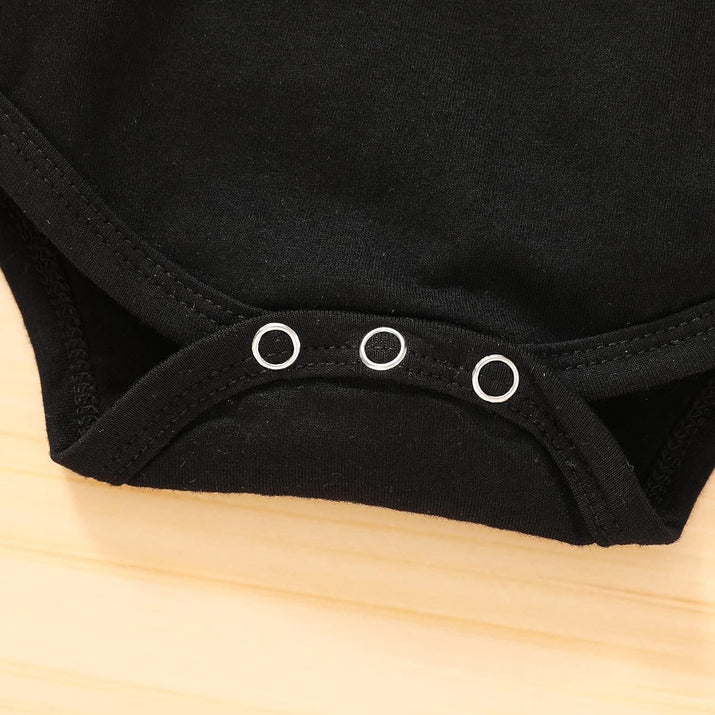 Infant Baby Girl Clothes Summer Black Embroidered Cow Letters Print Romper Cow Spots Shorts Set Toddler Outfits