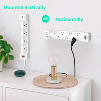 16.5 Ft Power Strip Surge Protector Flat Plug with USB,  7 Wide Spaced Outlets 3 USB Ports Mountable Extension Cord Charging Station, Overload Protection for Home Office Hotel Dorm, White