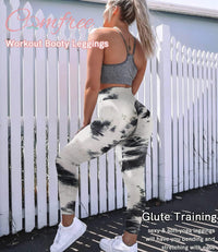 Women Tie Dye Leggings Scrunch Butt Lifting Leggings Textured Leggings High Waist Workout Booty Tights Black L
