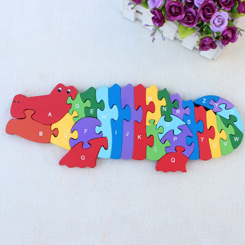 Kids Wooden Building Blocks Montessori Alphabets Numbers Puzzle Learning Fun Toy