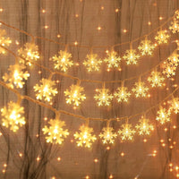 Christmas Lights, Snowflake String Lights Battery Operated Waterproof, LED Fairy Lights for Xmas Garden Patio Bedroom Party Decor Christmas Decorations, 5 Pack