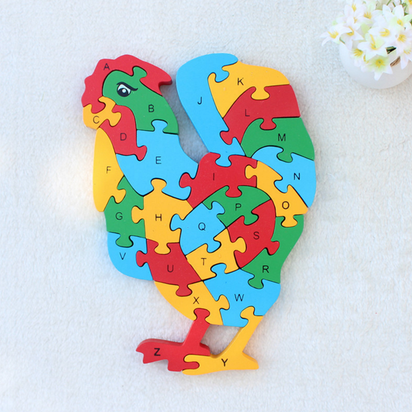 Kids Wooden Building Blocks Montessori Alphabets Numbers Puzzle Learning Fun Toy