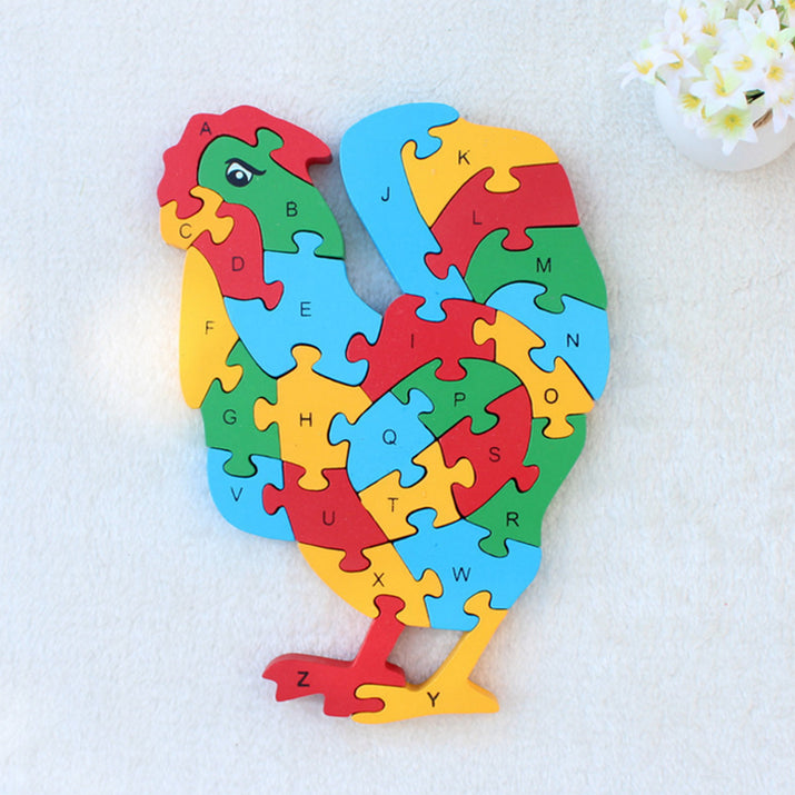 Kids Wooden Building Blocks Montessori Alphabets Numbers Puzzle Learning Fun Toy