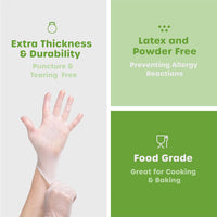 Disposable Vinyl Gloves – Clear, Latex-Free, Powder-Free, Bpa-Free – Safe for Food Handling, Cooking & Cleaning