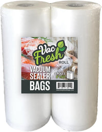 Vac Fresh Food Vacuum Sealer Rolls (8" X 50', 2 Rolls), 3.5Mil Embossed Food Storage Bags, Vacuum Seal Bags for Meal Prep, Sous Vide Bags for Cooking (100 Feet)