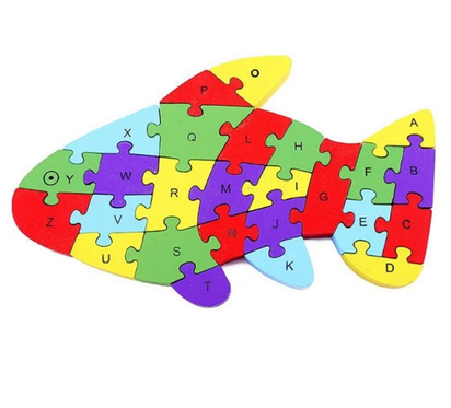 Kids Wooden Building Blocks Montessori Alphabets Numbers Puzzle Learning Fun Toy