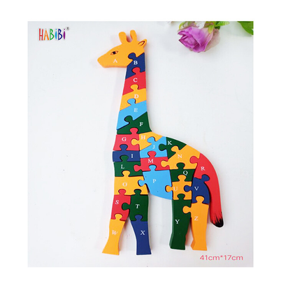 Kids Wooden Building Blocks Montessori Alphabets Numbers Puzzle Learning Fun Toy