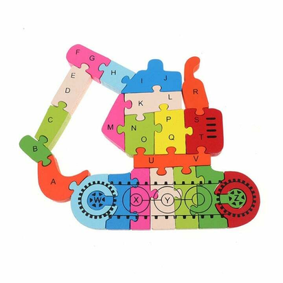 Kids Wooden Building Blocks Montessori Alphabets Numbers Puzzle Learning Fun Toy