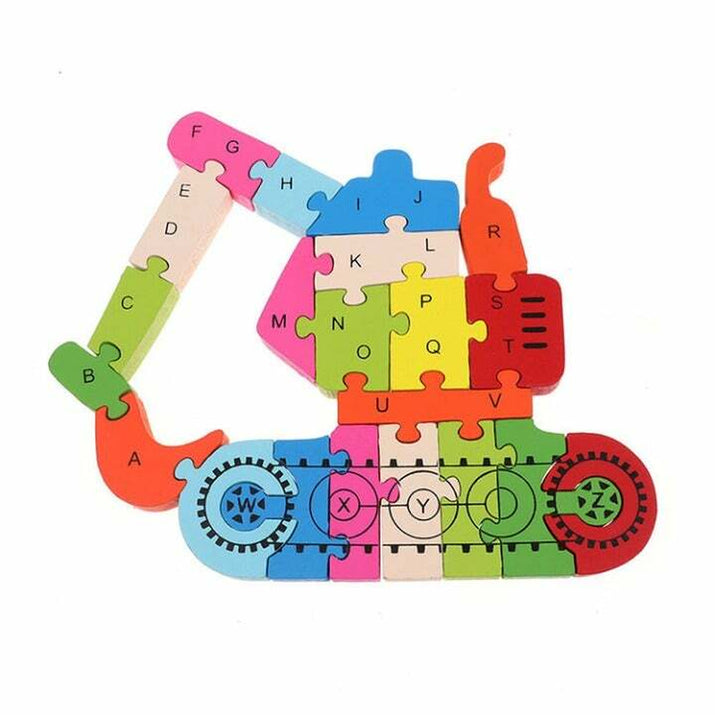 Kids Wooden Building Blocks Montessori Alphabets Numbers Puzzle Learning Fun Toy