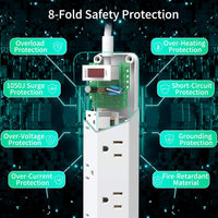 16.5 Ft Power Strip Surge Protector Flat Plug with USB,  7 Wide Spaced Outlets 3 USB Ports Mountable Extension Cord Charging Station, Overload Protection for Home Office Hotel Dorm, White