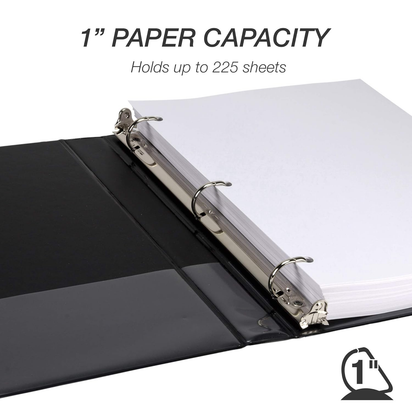 Durable 1 Inch 3 Ring Binder, Made in USA, D Ring Binder, FSC 100% Recycled Chipboard, Black, 12 Pack
