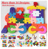 Kids Wooden Building Blocks Montessori Alphabets Numbers Puzzle Learning Fun Toy