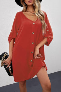 Women Summer Dresses 2024 Strappy Button V Neck Sleeveless Beach Sundress Casual Swing a Line Short Mini Dress