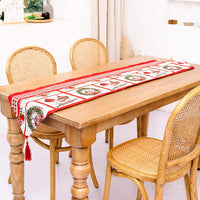Christmas Table Runner with Tassels,Christmas Tree Wreath Snowman Printed for Christmas Holiday Birthday Party Table Home Decoration,14 X 72 Inches (Wreath)