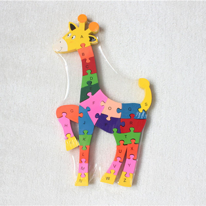 Kids Wooden Building Blocks Montessori Alphabets Numbers Puzzle Learning Fun Toy