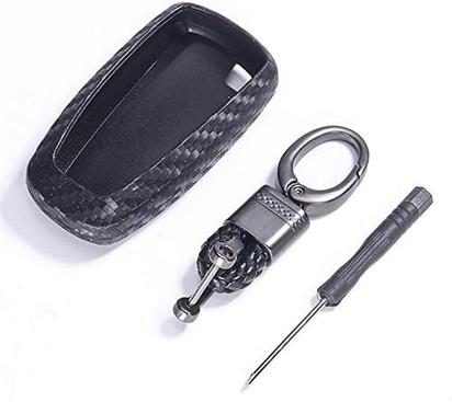 (Tm) 3 4 5 Buttons TPU Smart Keyless Remote Key Fob Case Cover for 2017 2018 2019 2020 Ford Mustang Explorer Edge Fusion Mondeo F150 F250 F350 F450 F550 (Black Carbon Fiber Texture)