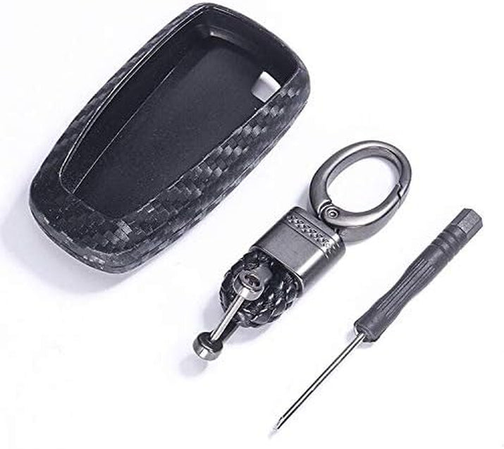 (Tm) 3 4 5 Buttons TPU Smart Keyless Remote Key Fob Case Cover for 2017 2018 2019 2020 Ford Mustang Explorer Edge Fusion Mondeo F150 F250 F350 F450 F550 (Black Carbon Fiber Texture)