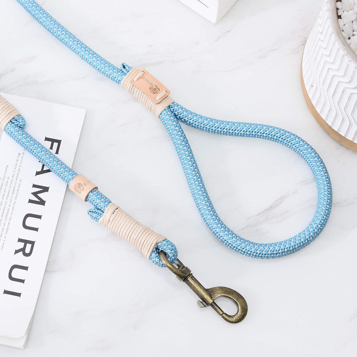 | Chew Proof Dog Leash | Dog Rope Leash | Reflective Dog Leashes | Climbing Rope Dog 4FT Leash W Leather Tip(Red1, 4 FT1)