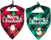 2 Pack Dog Bandana Christmas Classic Plaid Pet Scarf Triangle Bibs Kerchief Merry Christmas Santa Snowman Bandana for Medium Large Dogs Pets (Large)