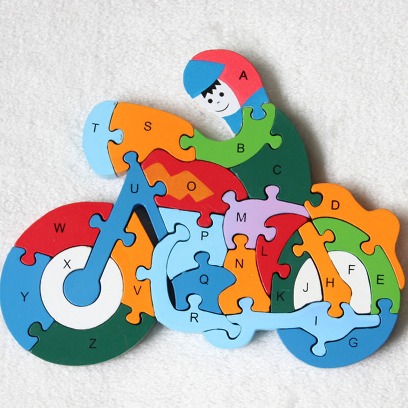 Kids Wooden Building Blocks Montessori Alphabets Numbers Puzzle Learning Fun Toy