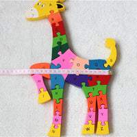 Kids Wooden Building Blocks Montessori Alphabets Numbers Puzzle Learning Fun Toy