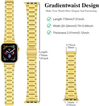 Solid Stainless Steel Band Compatible with Apple Watch 44Mm(Series 6/5/4/SE), 42Mm (Series 3/2/1), Metal Strap with Soft TPU Case for Iwatch Bands for Women and Men, Gold
