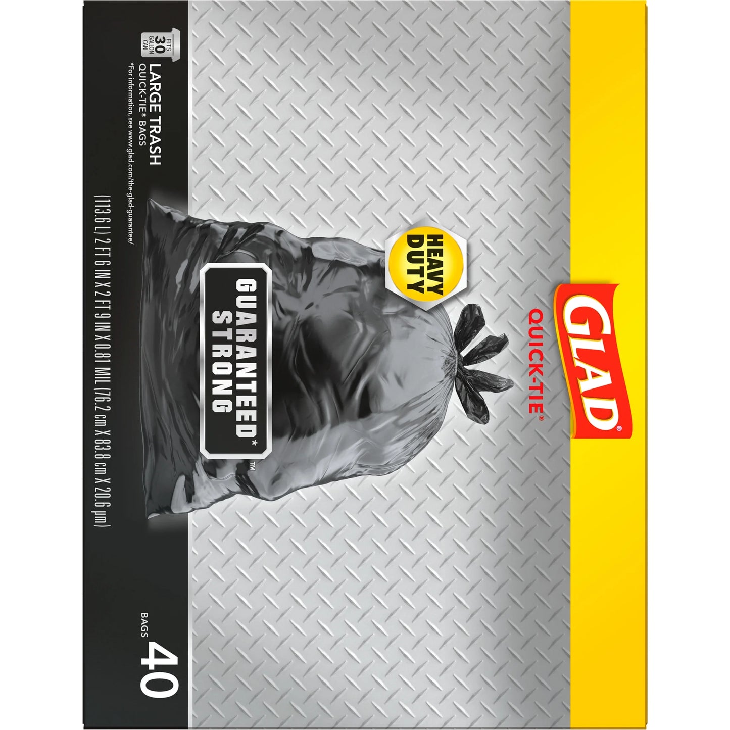 30-Gallon Quick Tie Extra Strong Heavy Duty Large Trash Bags, 40 Bags