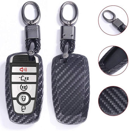 (Tm) 3 4 5 Buttons TPU Smart Keyless Remote Key Fob Case Cover for 2017 2018 2019 2020 Ford Mustang Explorer Edge Fusion Mondeo F150 F250 F350 F450 F550 (Black Carbon Fiber Texture)