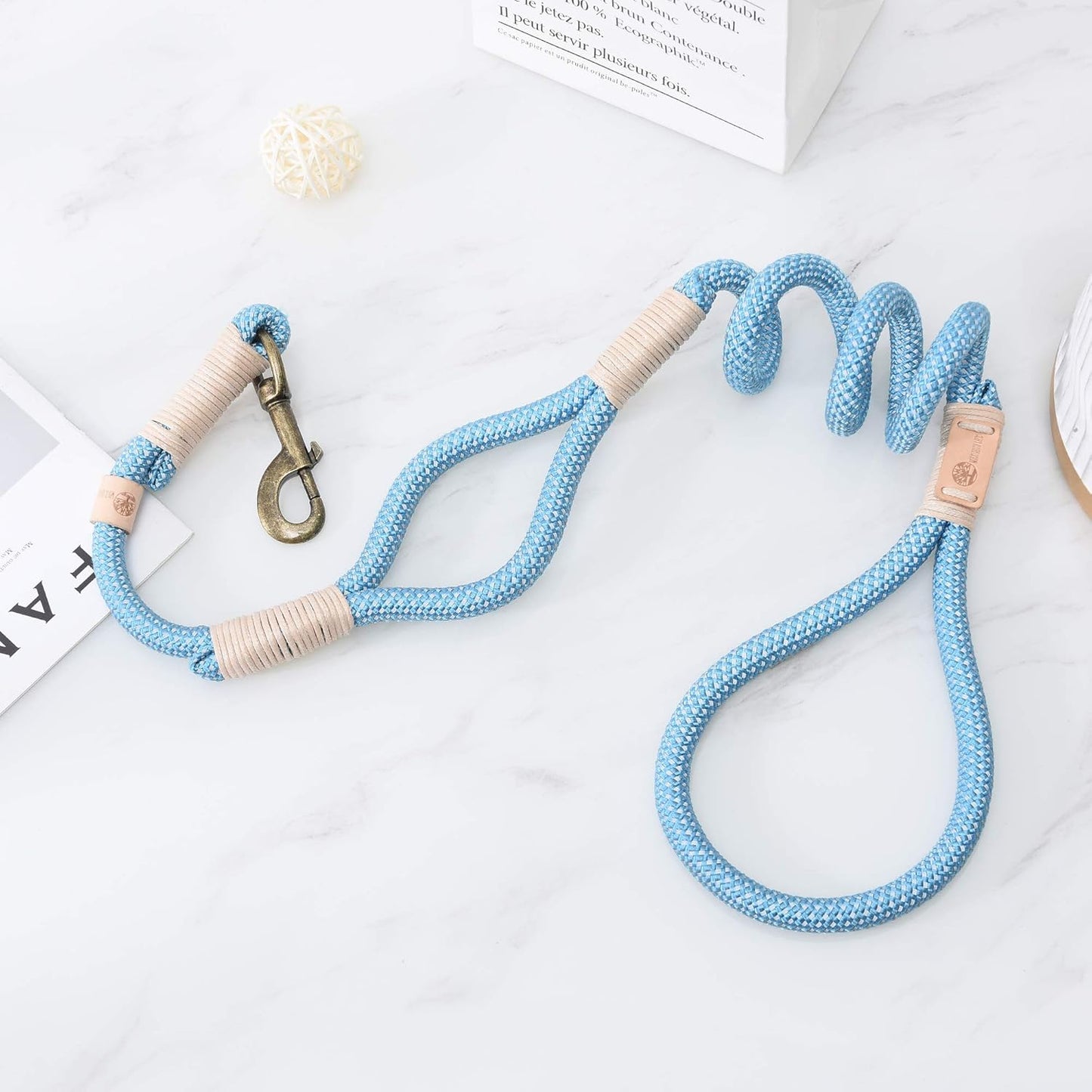 | Chew Proof Dog Leash | Dog Rope Leash | Reflective Dog Leashes | Climbing Rope Dog 4FT Leash W Leather Tip(Red1, 4 FT1)