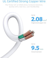 8 AC Outlet, 5 Feet Extension Cord Power Strip with 3 USB-A 2.4A 1USB-C 3A, MAX Output 1625W 13A, 600Joule, Ultra-Compact Wide Spaced Outlet for Large Plug