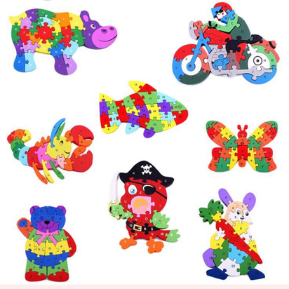 Kids Wooden Building Blocks Montessori Alphabets Numbers Puzzle Learning Fun Toy